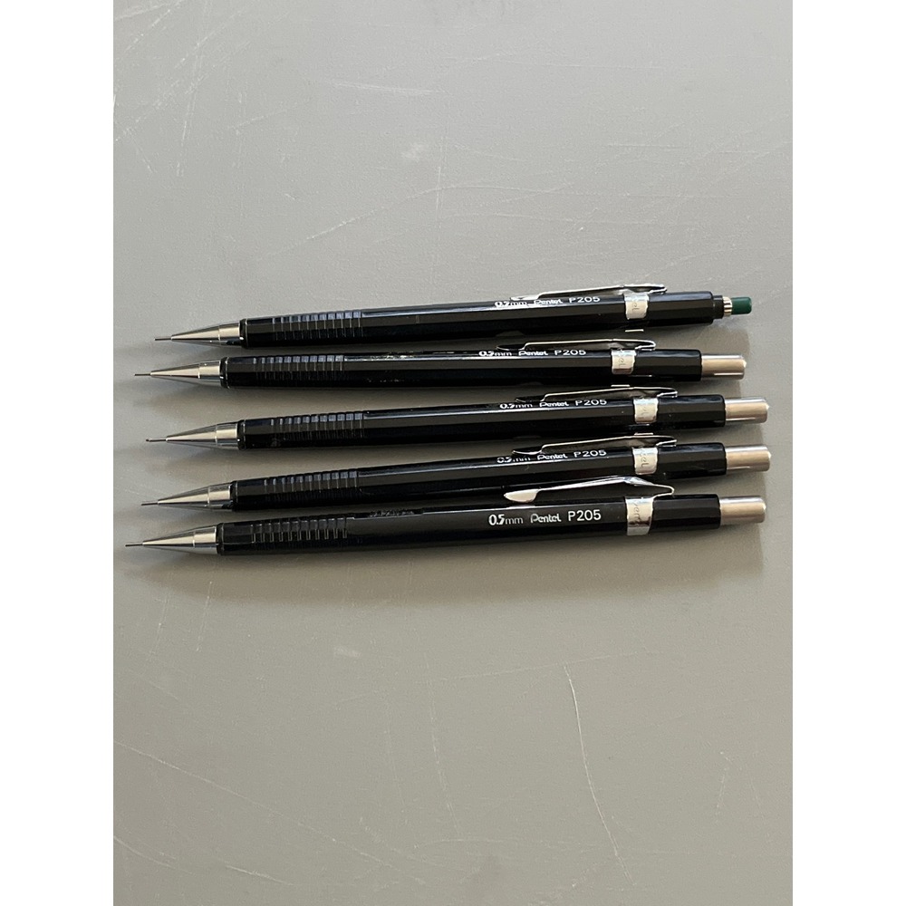 Pentel Sharp P205 Mechanical Pencil 0.5mm Black Drafting Pencil Lot of 5